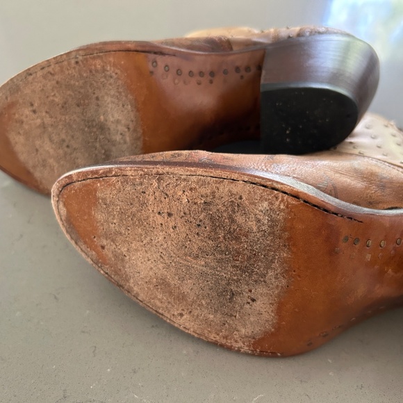 Lucchese Cowboy Boot / Bootie - Tan Floral Western Cowgirl - Picture 7 of 9